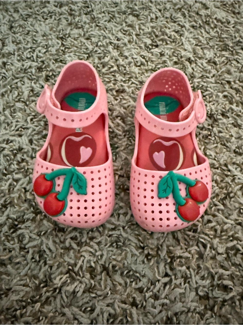 Mini Melissa Pink Jelly Sandals with Cherry Appliques